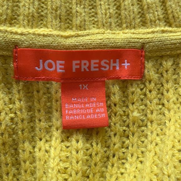 🌈 5/$25 JOE Fresh mustard yellow cables knit over sized sweater - Picture 6 of 8
